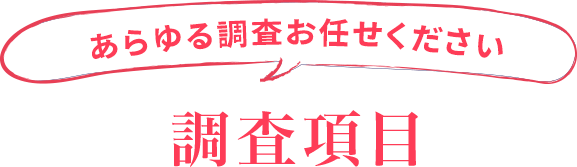 あらゆる調査お任せください!調査項目