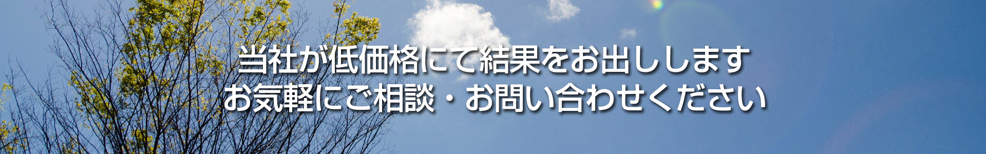 当社が低価格にて結果をお出しします お気軽にご相談・お問い合わせください